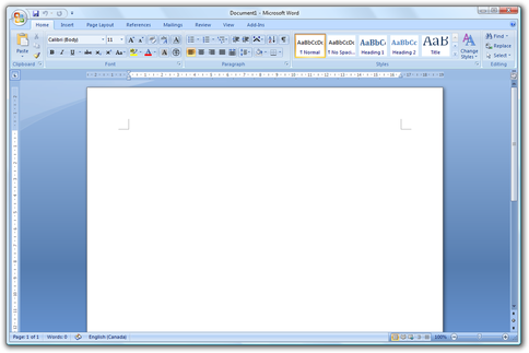 Picture of an open MS Word Document